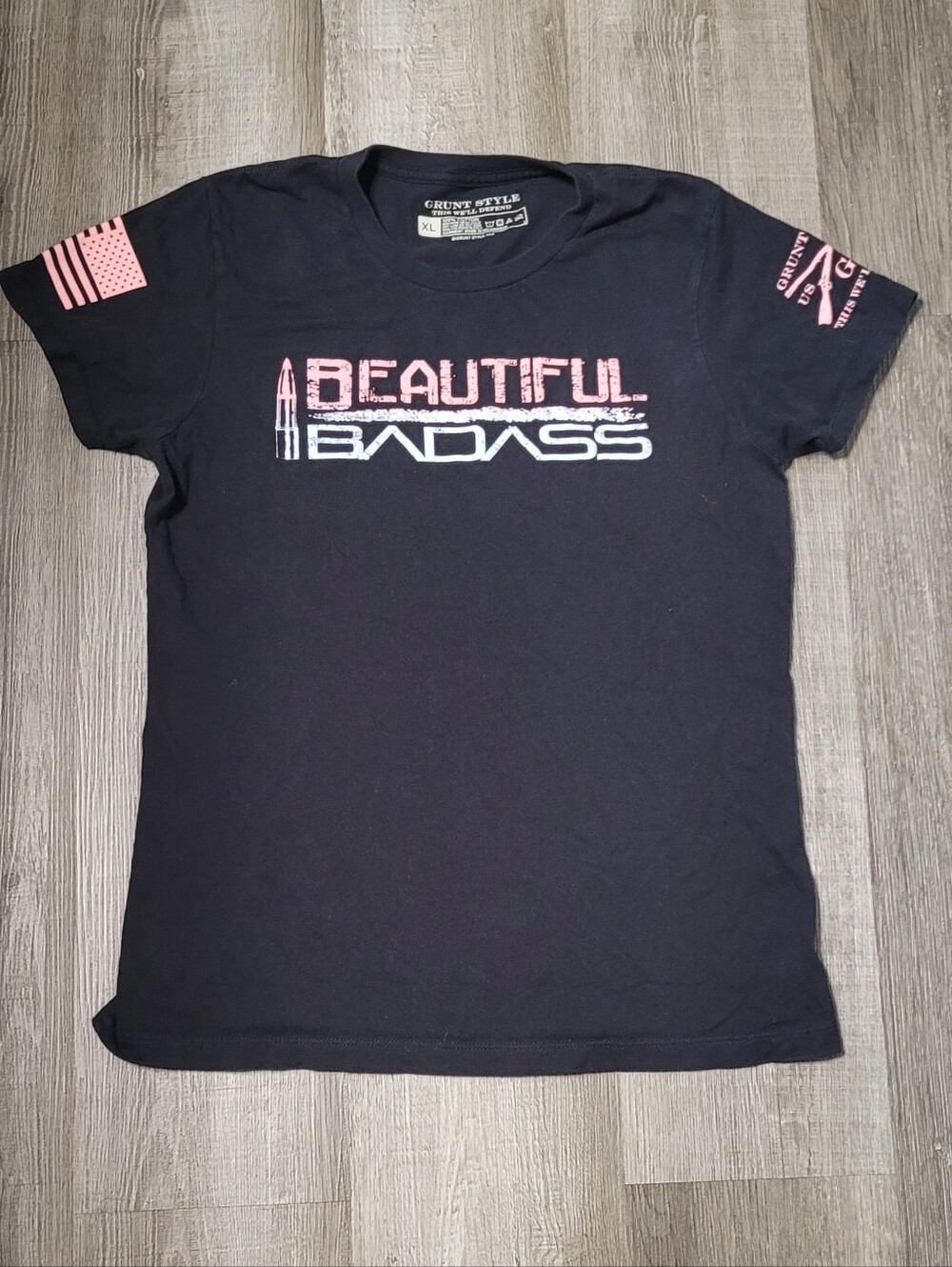 Grunt Style BEAUTIFUL BADASS Black Graphic Women's Tee Size XL